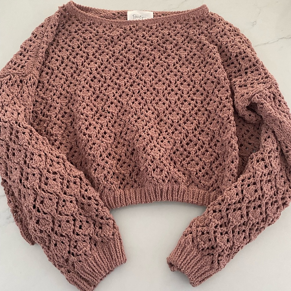 Pinkish-Tan Knit Crop Sweater